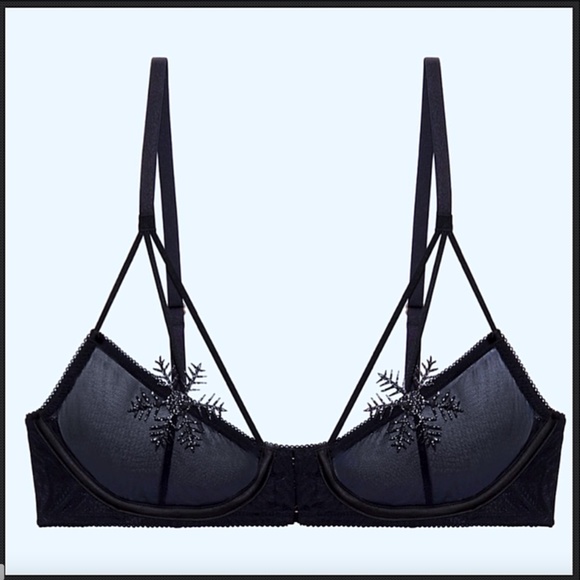 Savage Fenty Ultra Sexy Half Cup Black Mesh with Snowflake Appliqué Bra M - Picture 7 of 10